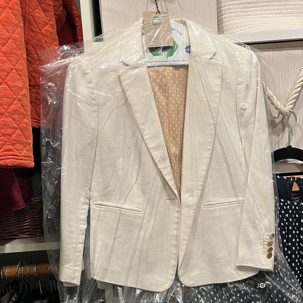 Ann Taylor White Cream Blazer with Gold Buttons